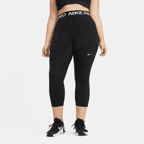 Nike Pro Women's Mid-Rise Crop Leggings - Black - Polyester