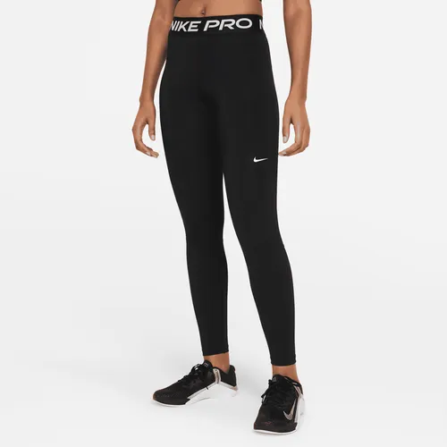 Nike Pro Women's Mid-Rise Mesh-Panelled Leggings - Black - Polyester