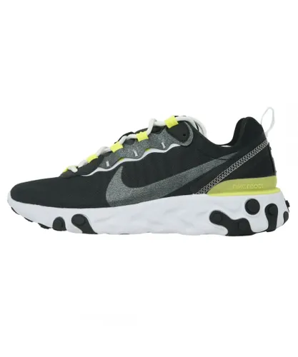 Nike React Element 55 SE Lace-Up Black Synthetic Womens Trainers CN3591_001 Cotton