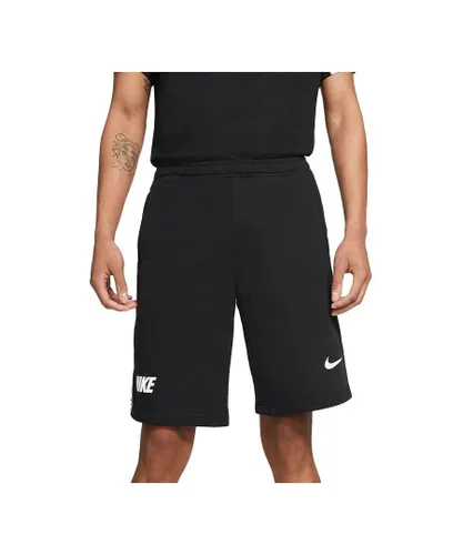 Nike Repeat Mens Fleece Jogging Shorts in Black Cotton