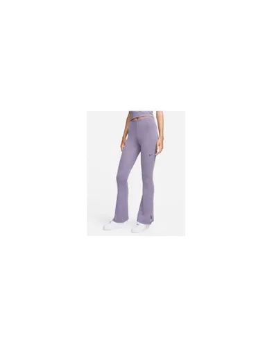 Nike ribbed mid rise flared trouser in purple-Grey