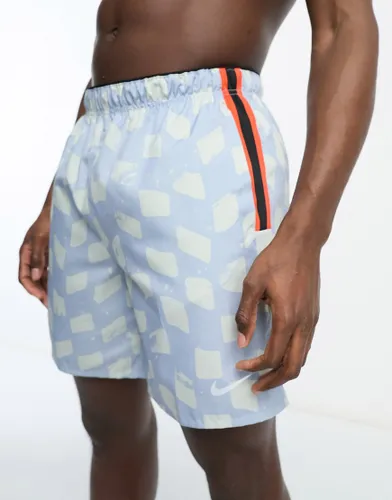 Nike Running DYE Challenger Dri-Fit 7 inch shorts in blue