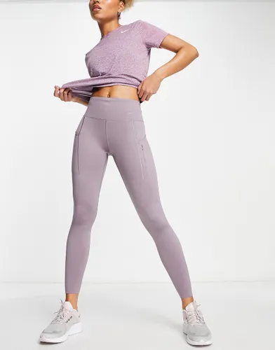 Nike Running GO Dri-FIT high impact mid rise 7/8 leggings in light pink