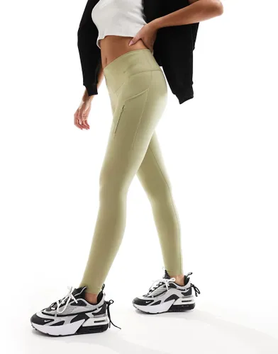 Nike Running Go mid rise Dri-Fit 7/8th leggings in olive green