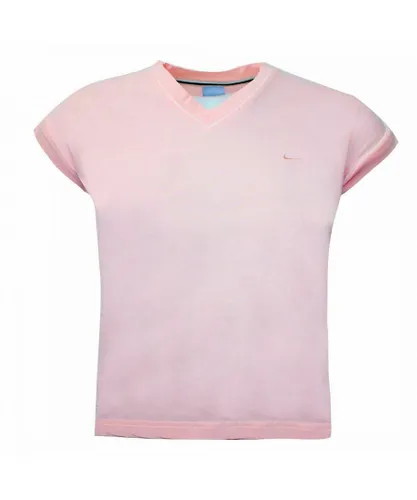 Nike Short Sleeve V-Neck Peach Womens Top 294208 607 Cotton