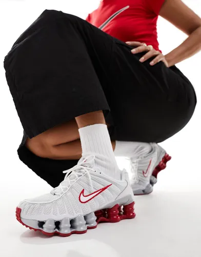 Nike Shox TL unisex trainers in white and red