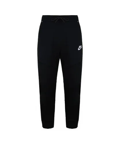 Nike Slim Fit Stretch Waist Black Logo Mens Reflective Trim Track Pants CU4500 Cotton