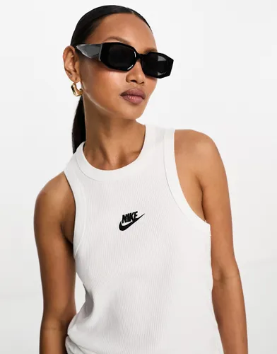 Nike Sport Utility rib tank vest top in white