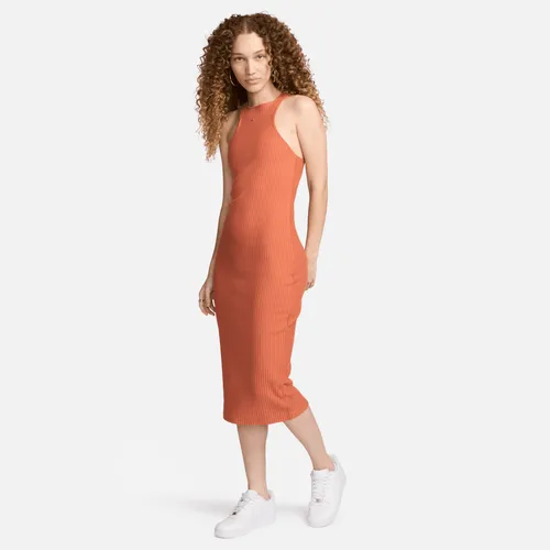 Nike Sportswear Chill Knit Women's Slim Sleeveless Ribbed Midi Dress - Orange