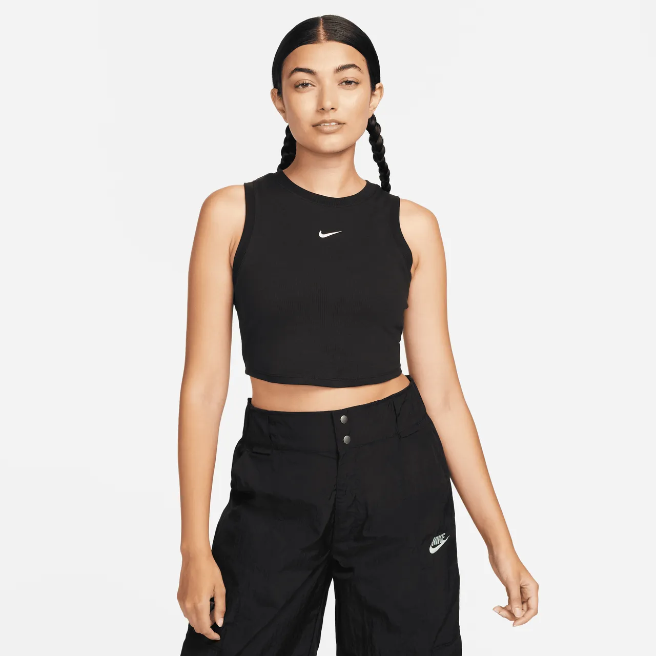 Nike Sportswear Chill Knit Women's Tight Cropped Mini-Rib Tank Top - Black - Polyester