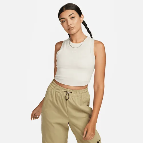 Nike Sportswear Chill Knit Women's Tight Cropped Mini-Rib Tank Top - Brown - Polyester