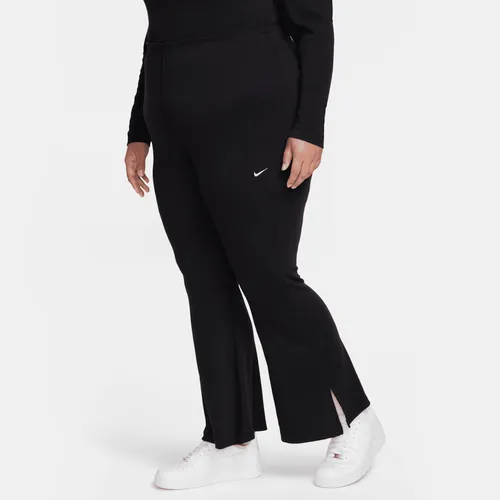 Nike Sportswear Chill Knit Women's Tight Mini-Rib Flared Leggings - Black - Polyester