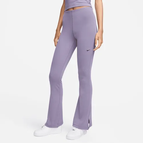 Nike Sportswear Chill Knit Women's Tight Mini-Rib Flared Leggings - Purple - Polyester