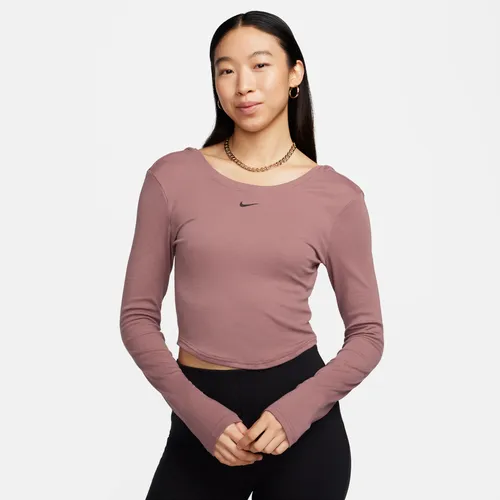 Nike Sportswear Chill Knit Women's Tight Scoop-Back Long-Sleeve Mini-Rib Top - Purple - Polyester