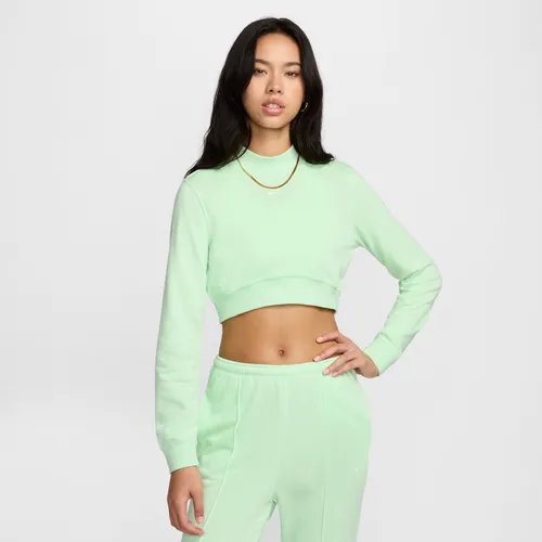 Nike Sportswear Chill Terry Women's Crew-Neck Cropped French Terry Top - Green - Polyester