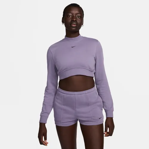 Nike Sportswear Chill Terry Women's Crew-Neck Cropped French Terry Top - Purple - Polyester