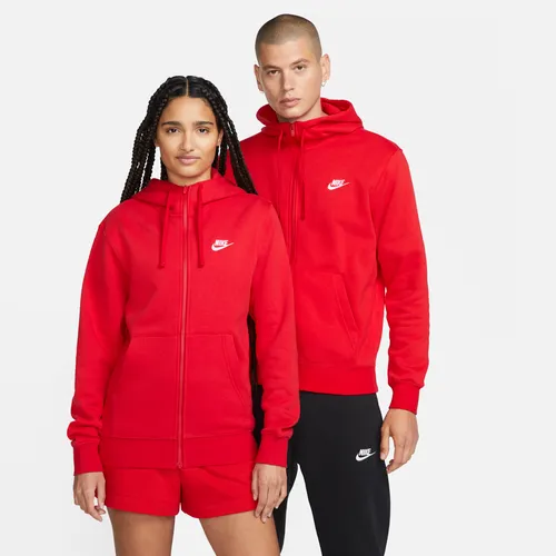Nike Sportswear Club Fleece Men's Full-Zip Hoodie - Red - Cotton