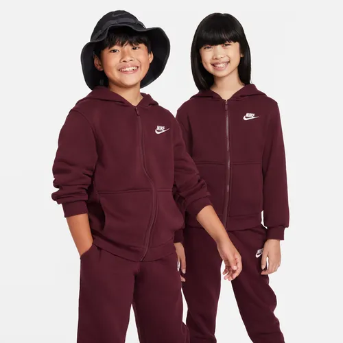 Nike Sportswear Club Fleece Older Kids' Full-Zip Hoodie - Red - Polyester