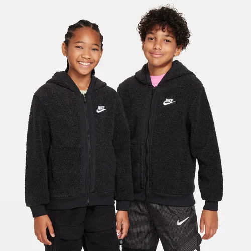 Nike Sportswear Club Fleece Older Kids' Full-Zip Winterized Hoodie - Black - Polyester