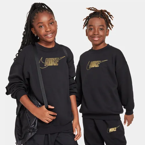 Nike Sportswear Club Fleece Older Kids' (Girls') Crew-Neck Sweatshirt - Black - Polyester