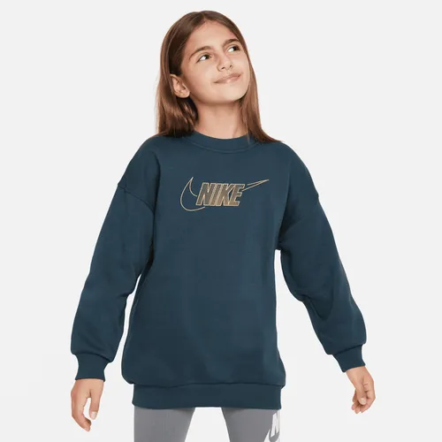 Nike Sportswear Club Fleece Older Kids' (Girls') Crew-Neck Sweatshirt - Green - Polyester