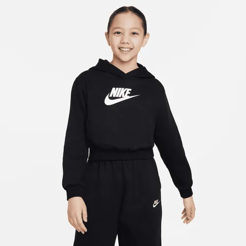 Nike Sportswear Club Fleece Older Kids' (Girls') Crop Hoodie - Black - Cotton