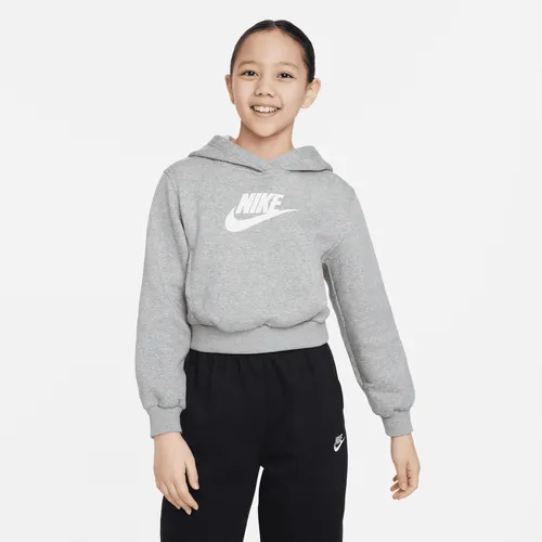 Nike Sportswear Club Fleece Older Kids' (Girls') Crop Hoodie - Grey - Cotton