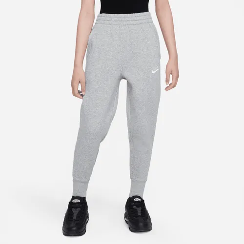 Nike Sportswear Club Fleece Older Kids' (Girls') High-Waisted Fitted Trousers - Grey - Cotton
