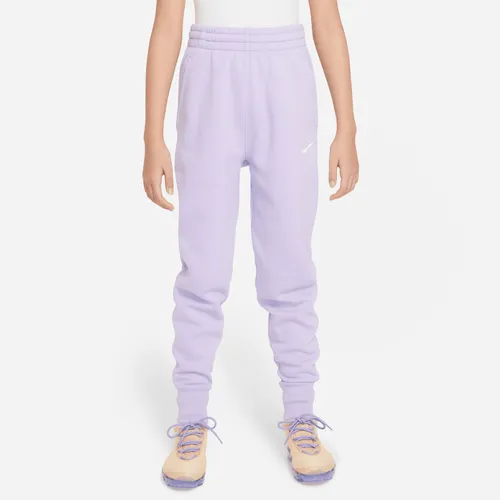 Nike Sportswear Club Fleece Older Kids' (Girls') High-Waisted Fitted Trousers - Purple - Cotton