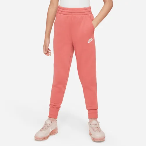 Nike Sportswear Club Fleece Older Kids' (Girls') High-Waisted Fitted Trousers - Red - Cotton