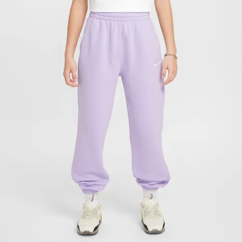 Nike Sportswear Club Fleece Older Kids' (Girls') Loose Trousers - Purple - Cotton