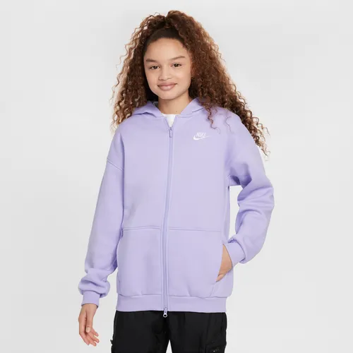 Nike Sportswear Club Fleece Older Kids' (Girls') Oversized Full-Zip Hoodie - Purple - Polyester