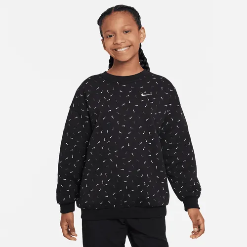 Nike Sportswear Club Fleece Older Kids' (Girls') Oversized Sweatshirt - Black - Polyester