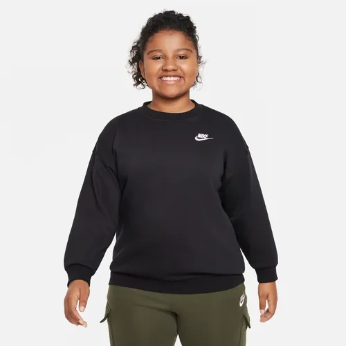 Nike Sportswear Club Fleece Older Kids' (Girls') Oversized Sweatshirt (Extended Size) - Black - Polyester
