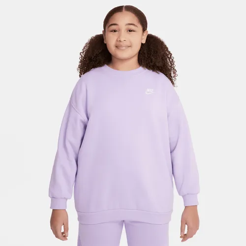Nike Sportswear Club Fleece Older Kids' (Girls') Oversized Sweatshirt (Extended Size) - Purple - Polyester