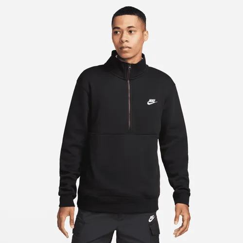 Nike Sportswear Club Men's Brushed-Back 1/2-Zip Sweatshirt - Black - Cotton