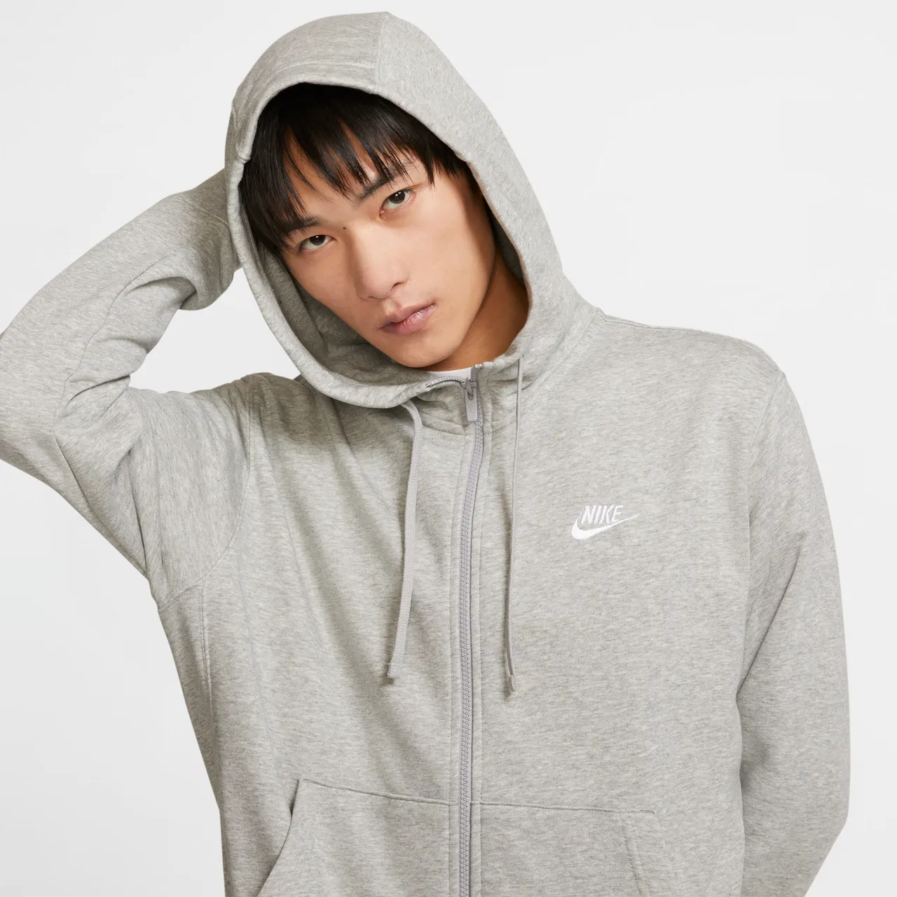 Nike Sportswear Club Men's Full-Zip Hoodie - Grey - Cotton