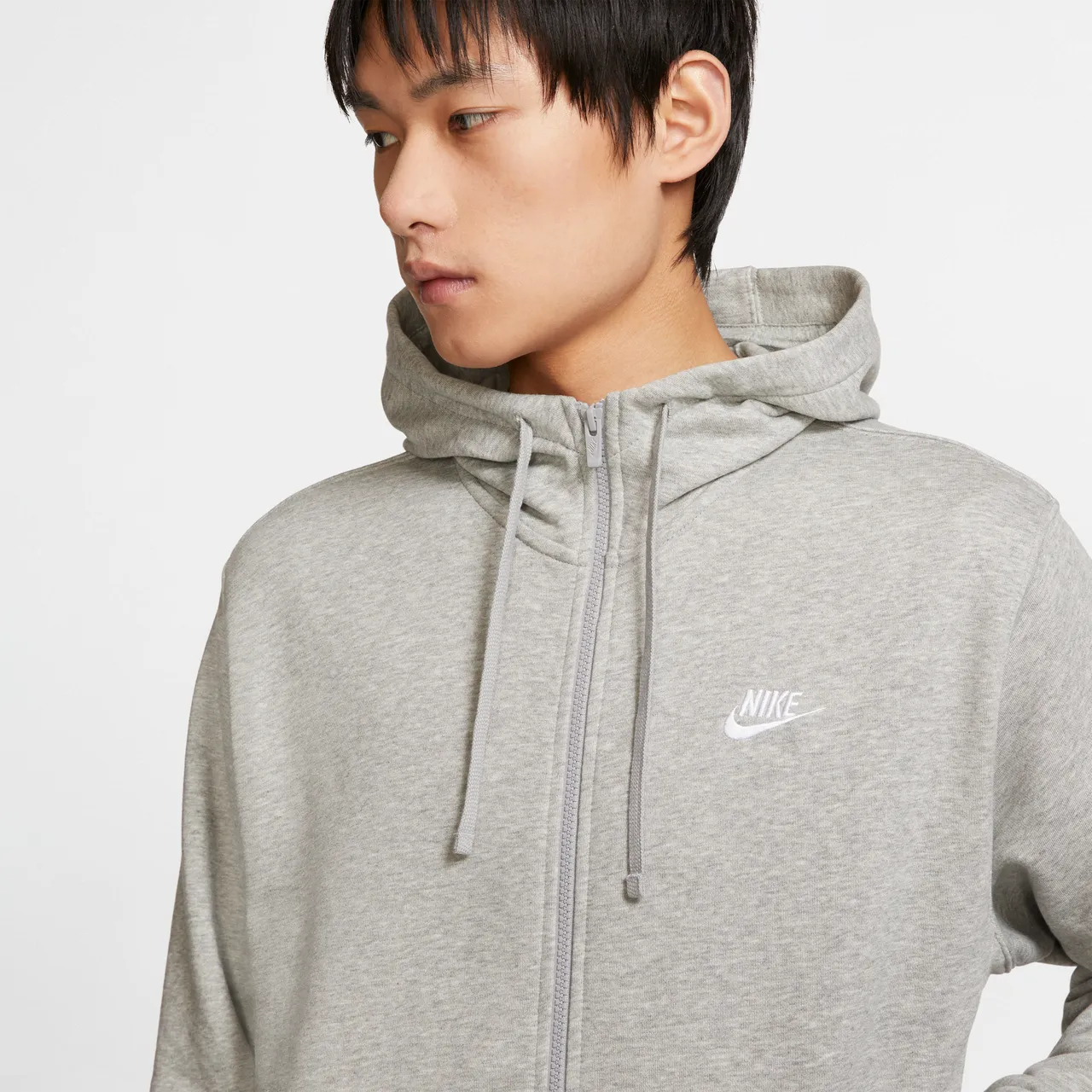 Nike Sportswear Club Men's Full-Zip Hoodie - Grey - Cotton