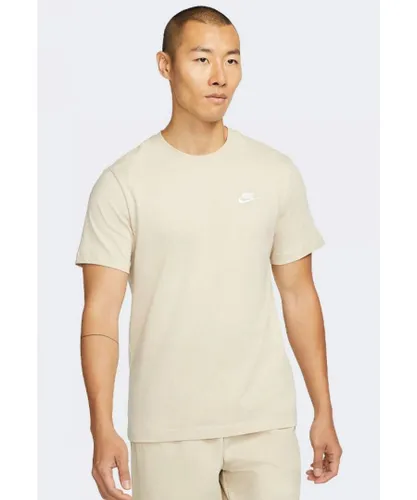 Nike Sportswear Club Mens T Shirt in Beige Cotton
