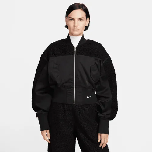 Nike Sportswear Collection Women's High-Pile Fleece Bomber Jacket - Black - Polyester