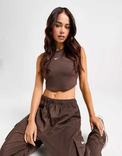 Nike Sportswear Essential Rib Crop Tank Top - Brown - Womens
