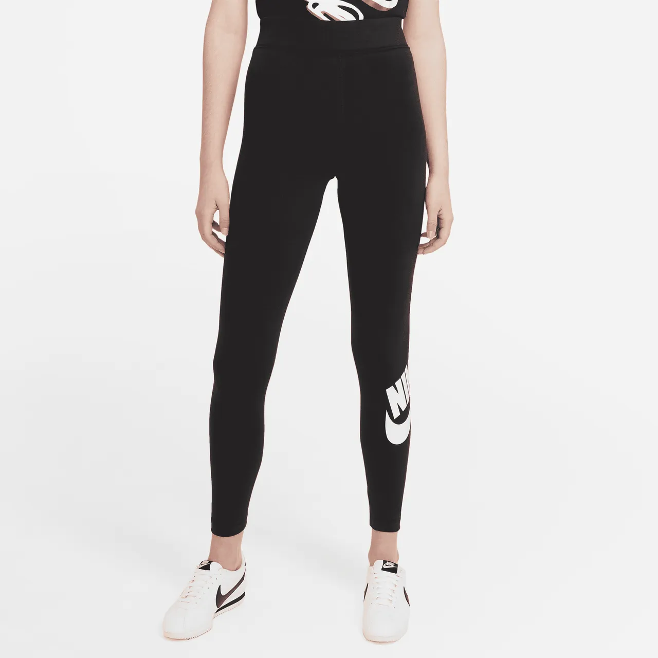Nike Sportswear Essential Women's High-Waisted Logo Leggings - Black - Polyester