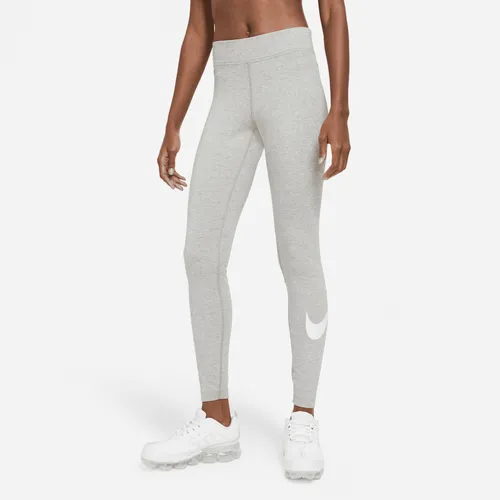 Nike Sportswear Essential Women's Mid-Rise Swoosh Leggings - Grey - Polyester