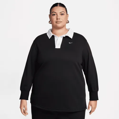 Nike Sportswear Essential Women's Oversized Long-Sleeve Polo - Black - Polyester
