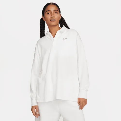 Nike Sportswear Essential Women's Oversized Long-Sleeve Polo - White - Polyester