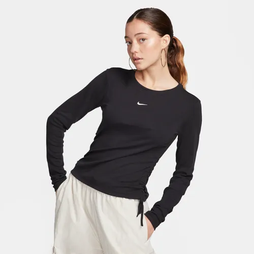 Nike Sportswear Essential Women's Ribbed Long-Sleeve Mod Crop Top - Black - Polyester