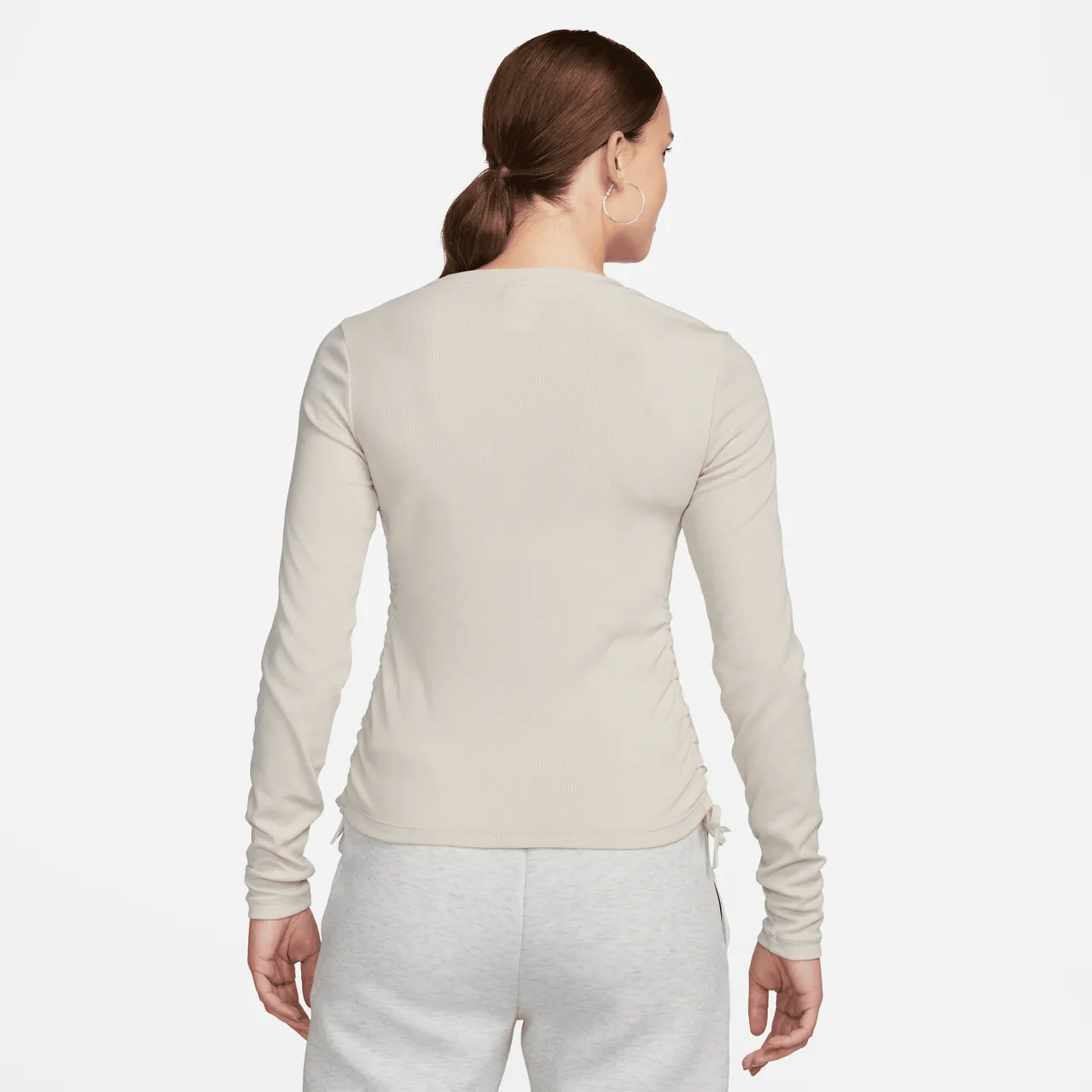 Nike Sportswear Essential Women's Ribbed Long-Sleeve Mod Crop Top - Brown - Polyester