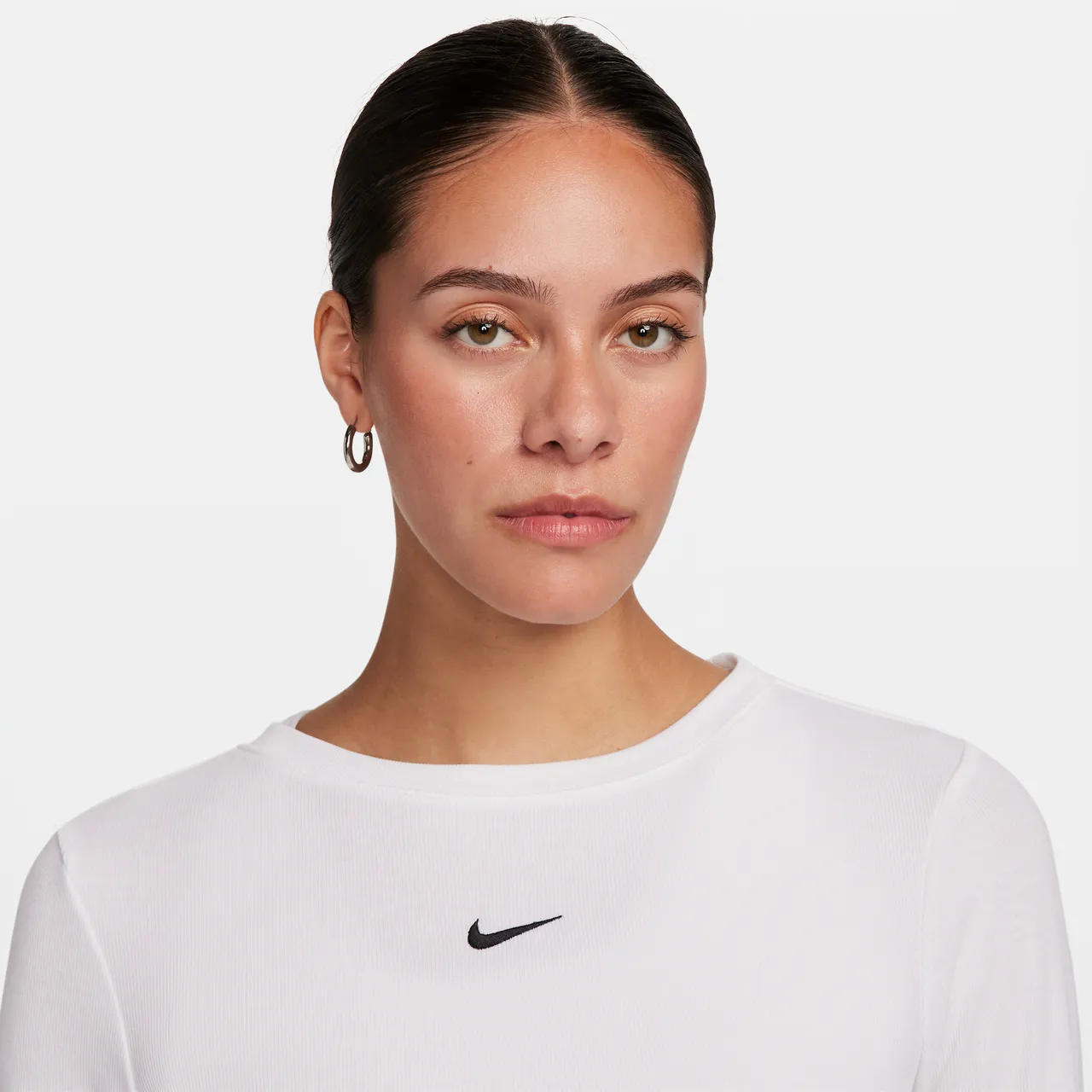 Nike Sportswear Essential Women's Ribbed Long-Sleeve Mod Crop Top - White - Polyester