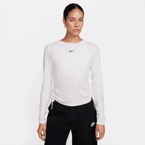 Nike Sportswear Essential Women's Ribbed Long-Sleeve Mod Crop Top - White - Polyester