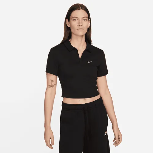 Nike Sportswear Essential Women's Short-Sleeve Polo Top - Black - Cotton